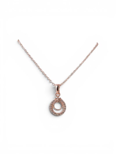 CADENA ACERO ROSADO CON CÍRCULO STRASS X UNIDAD