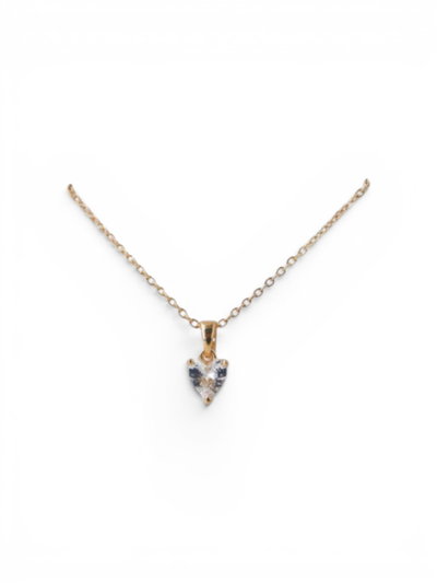 CADENA ACERO DORADO CON CORAZÓN STRASS X UNIDAD