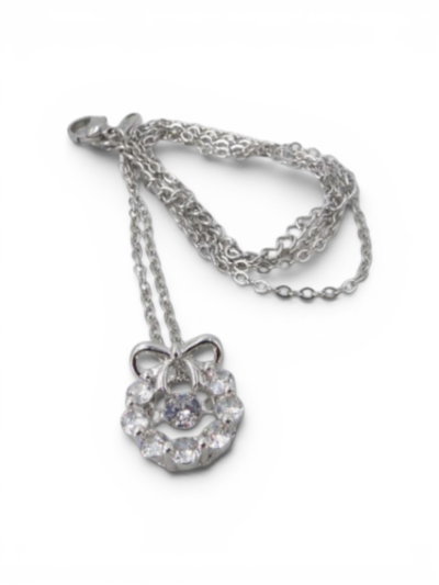 CADENA ACERO CON FLOR STRASS X UNIDAD