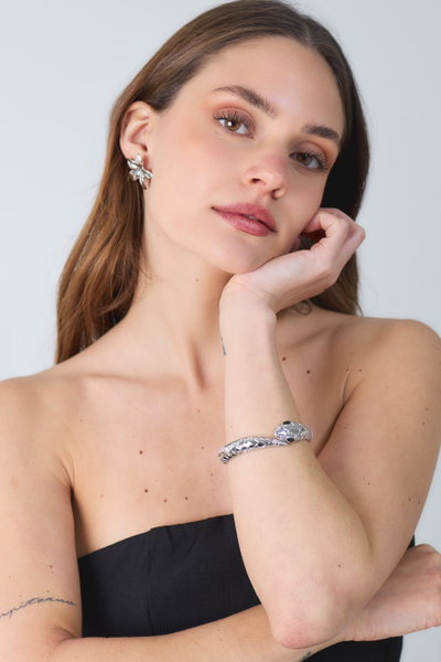 PULSERA LÍNEA PREMIUM SERPIENTE ESCAMAS PLATEADA X UNIDAD