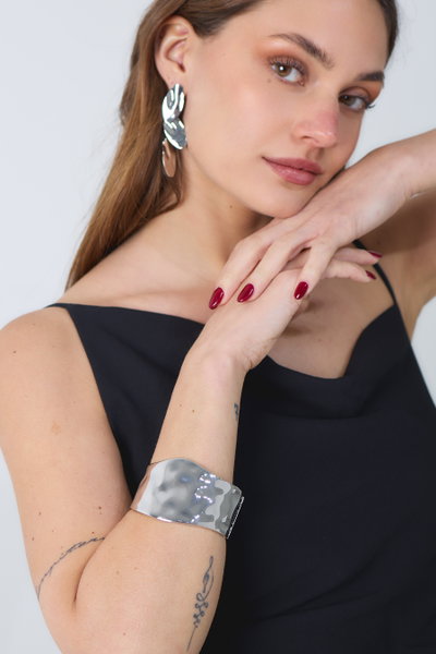 PULSERA LÍNEA PREMIUM ONDULADA ANCHA PLATEADA X UNIDAD