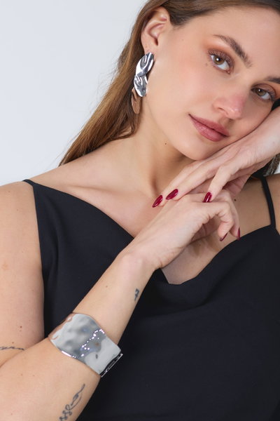 PULSERA LÍNEA PREMIUM ONDULADA ANCHA PLATEADA X UNIDAD