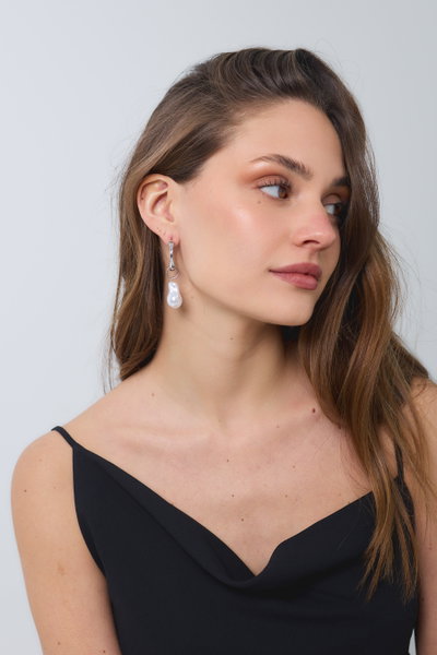 AROS PLATEADOS CON PERLA X PAR.