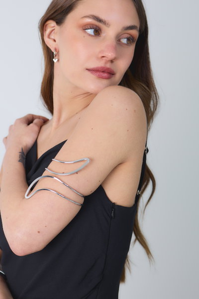 BRAZALETE CRUZADO PLATEADO X UNIDAD