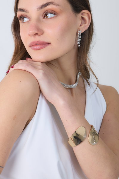 PULSERA LÍNEA PREMIUM CRUZADA ANCHA DORADA X UNIDAD