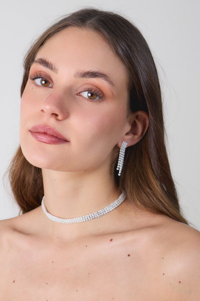 SET DE AROS Y COLLAR CON STRASS X SET