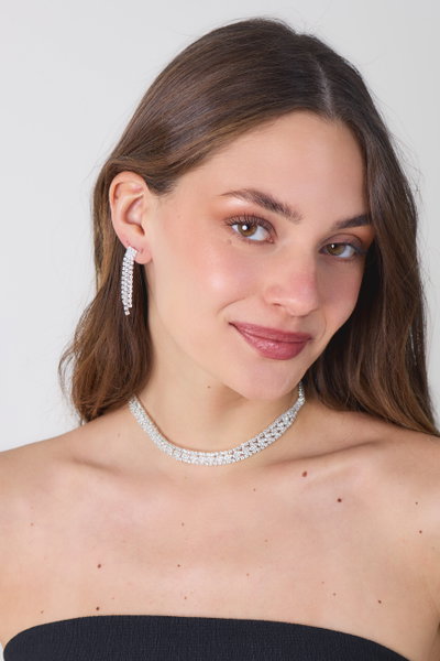 SET DE AROS Y COLLAR CON STRASS X SET