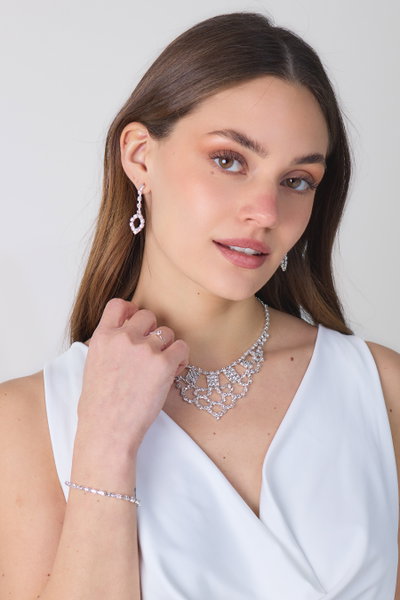 SET DE AROS COLLAR PULSERA ANILLO CON STRASS X SET