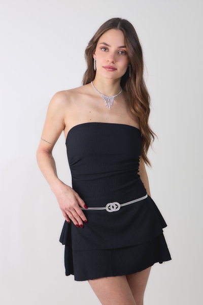 CINTO ELASTICO CON APLIQUE PLATEADO CON STRASS X UNIDAD