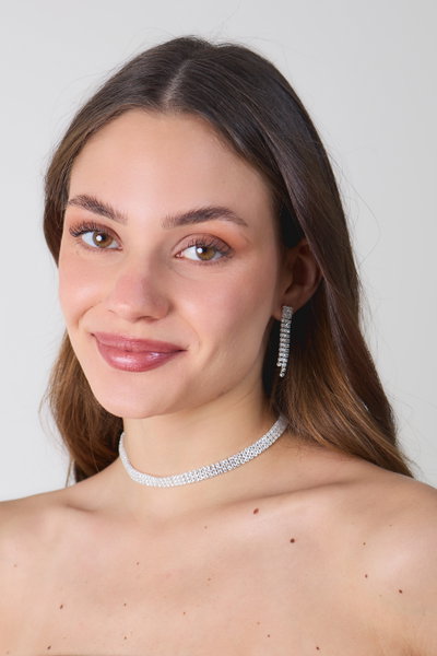 SET DE AROS Y COLLAR CON STRASS X SET