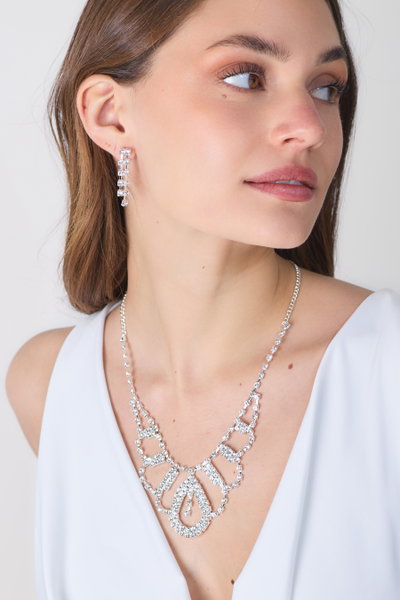 SET DE AROS COLLAR PULSERA ANILLO CON STRASS X SET