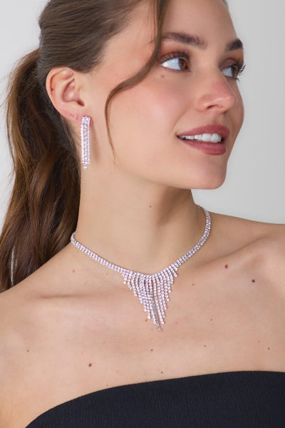 SET DE AROS Y COLLAR CON STRASS X SET