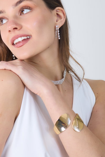 PULSERA LÍNEA PREMIUM CRUZADA ANCHA DORADA X UNIDAD