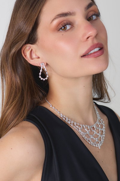 SET DE AROS COLLAR PULSERA ANILLO CON STRASS X SET