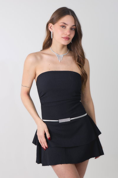 CINTO ELASTICO CON APLIQUE PLATEADO CON STRASS X UNIDAD