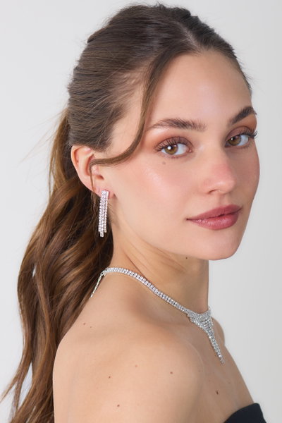 SET DE AROS Y COLLAR CON STRASS X SET