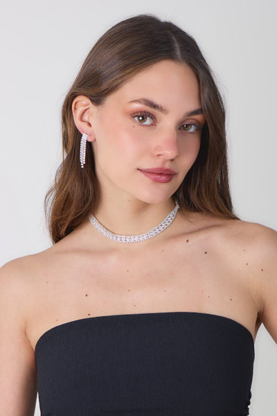 SET DE AROS Y COLLAR CON STRASS X SET