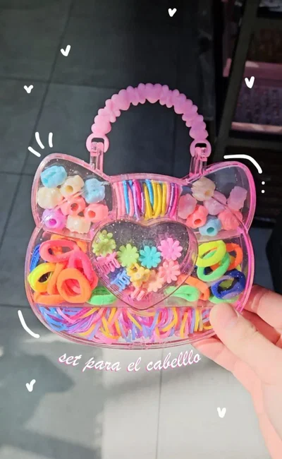 SET ACCES DE PELO EN CAJA KITTY X UNIDAD