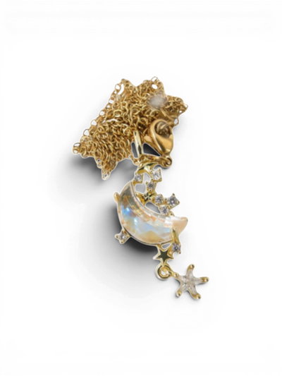 CADENA ACERO DORADO CON LUNA ESTRELLA X UNIDAD