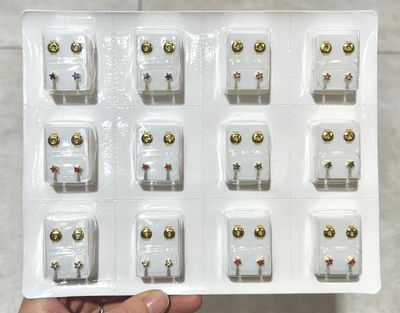 AROS ABRIDORES ESTRELLA CON STRASS X 12 EN BLISTER