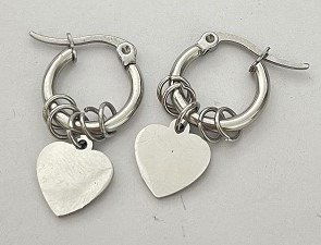 AROS ARGOLLA DE ACERO CON DIJE COLGANTE X 12 PARES X CARD