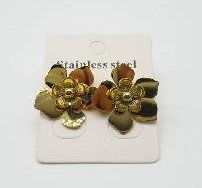 AROS ACERO DORADO FLOR X PAR