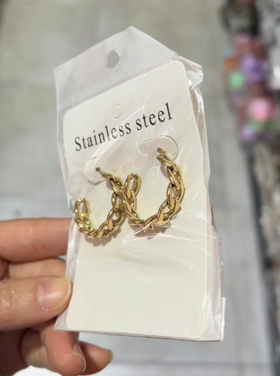 AROS ARGOLLA ACERO DORADO X PAR