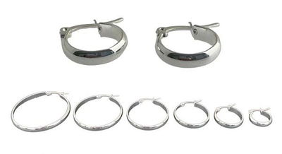 AROS ARGOLLA ACERO BLANCO X PAR 3,9 CM