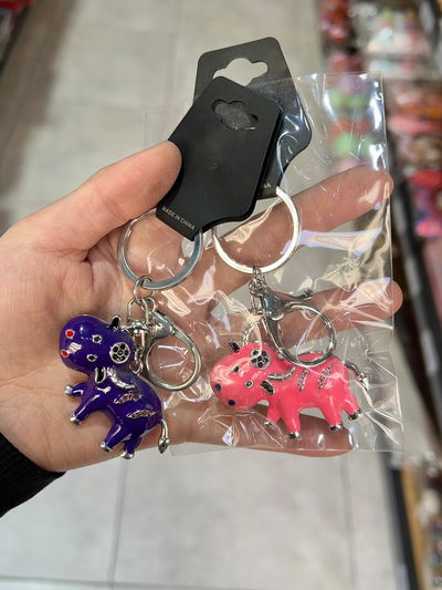 LLAVERO DE CARTERA HIPOPÓTAMO X PCS METALICO CON STRASS V.MOD