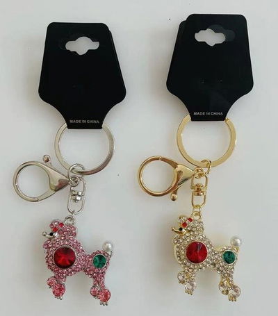 LLAVERO DE CARTERA PERRO X PCS METALICO CON STRASS V.MOD