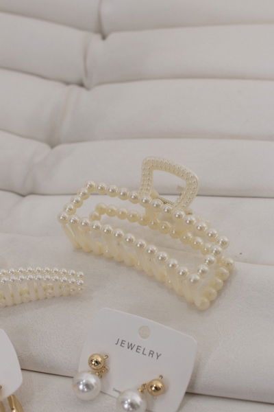 BROCHE PERLAS RECTANGULAR 9CM X DOCENA