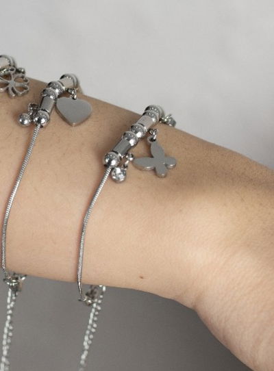 PULSERA ACERO CON DIJES MARIPOSA X PCS