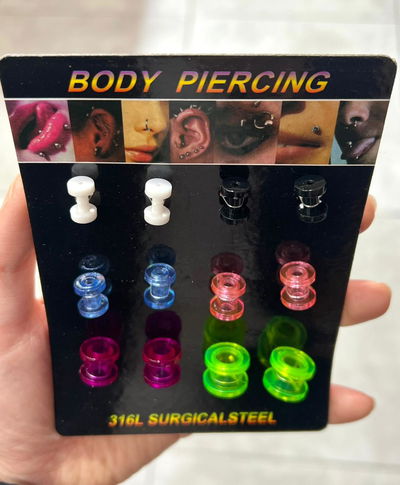 AROS PIERCING EXPANSOR X DOCENA ACRILICO.