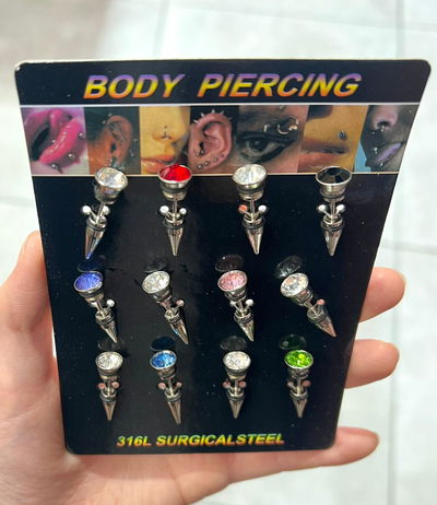 AROS PIERCING X DOCENA CON STRASS.