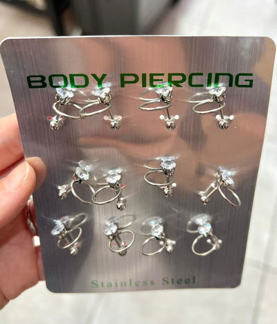 AROS PIERCING X DOCENA CON PIEDRA.