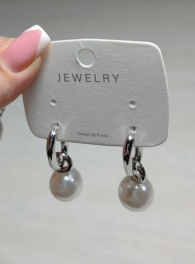 AROS PLATEADOS CON PERLA X PAR.