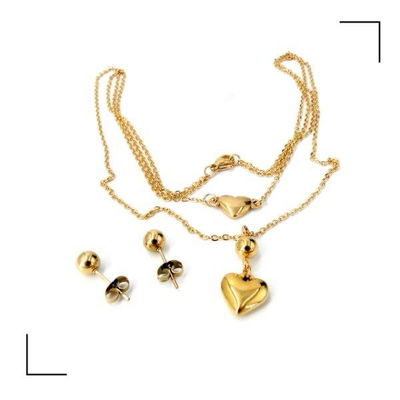 CADENA ACERO DOBLE DORADO CON DIJE Y AROS X PCS
