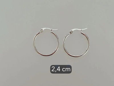AROS ARGOLLA ACERO BLANCO X PAR 2,4CM