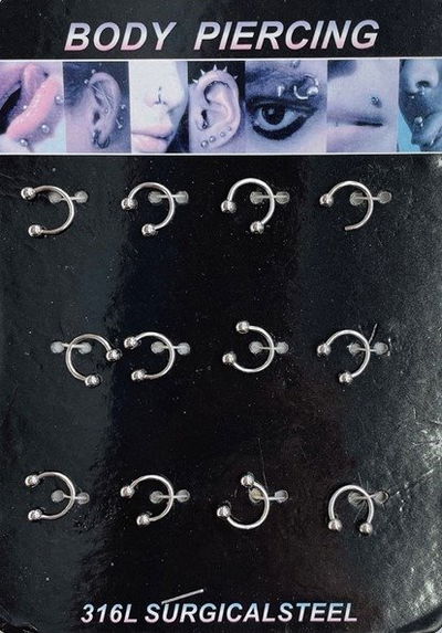 AROS PIERCING X 12 PCS EN PLANCHA.