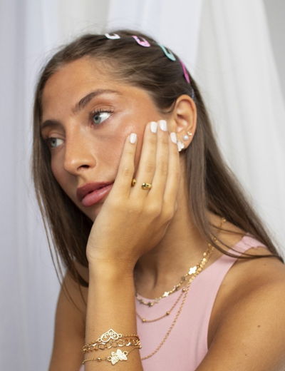 ANILLO ABIERTO DE ACERO DORADO X DOCENA.