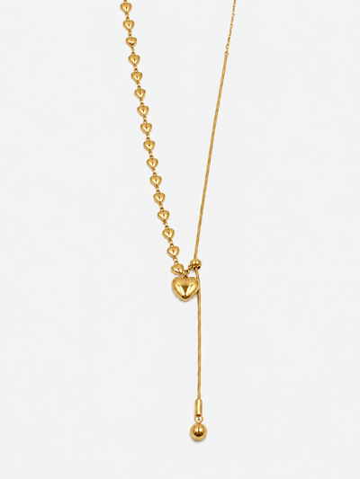 COLLAR ACERO DORADO CORAZONES REGULABLE LARGO X UNIDAD