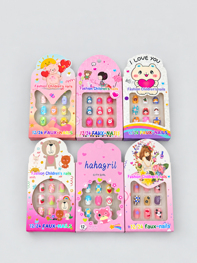 12 CAJAS DE UÑAS AUTOADHESIVAS INFANTILES X DOCENA