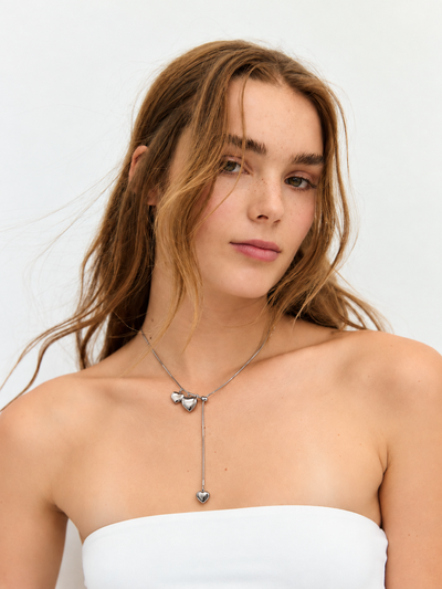 COLLAR ACERO CORAZONES REGULABLE LARGO X UNIDAD