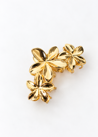 BROCHE DE METAL 3 FLORES DORADO X UNIDAD