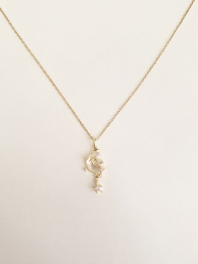 CADENA ACERO DORADO CON LUNA ESTRELLA X UNIDAD