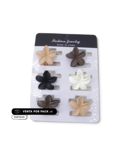 SET 6 BROCHES MEDIANOS FLORES 4CM