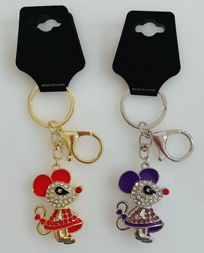 LLAVERO DE CARTERA RATÓN X UNIDAD METALICO CON STRASS