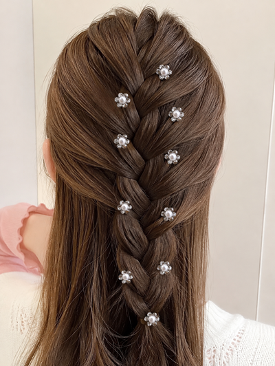 HORQUILLAS FLOR CON PERLA Y STRASS X 20 X TUBO