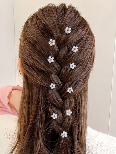 HORQUILLAS CON FLOR BLANCA CON STRASS X 20 X TUBO