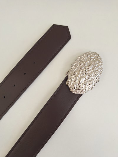 CINTO CHOCOLATE HEBILLA VINTAGE X UNIDAD